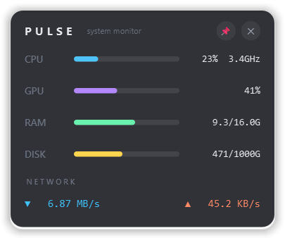 Strix Pulse Monitor — A glanceable, always-on-top monitor for your whole machine.